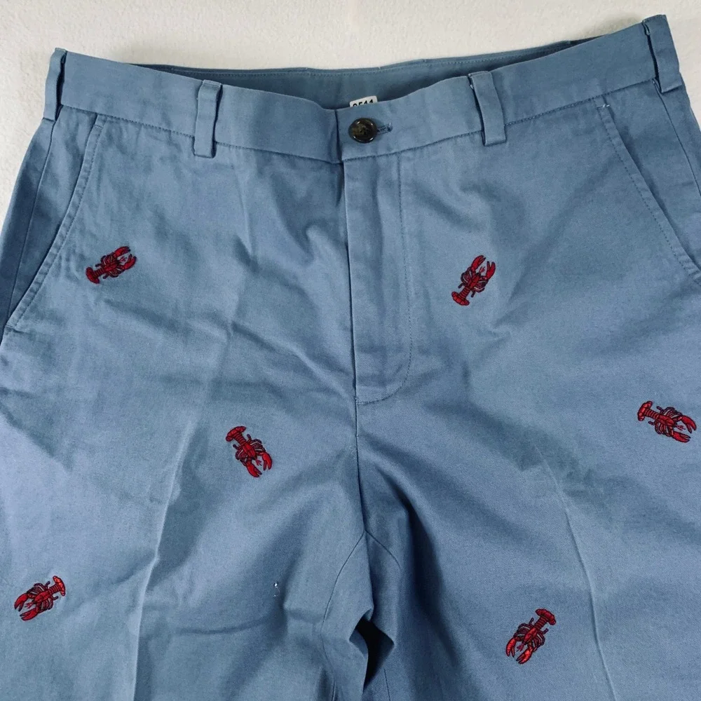 Brooks Brothers 346 Men Lobster Embroidered Chinos Pants Blue 35x32 (Fits 35x28) - Picture 5 of 13